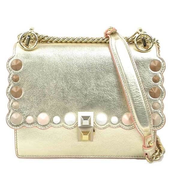 Fendi Handbags - FENDI Gold Leather Shoulder Bag